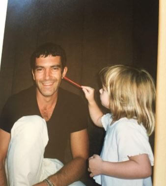 Young Stella Banderas with father Antonio.